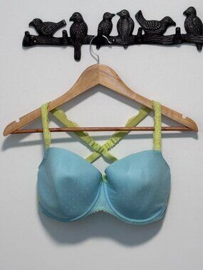 32 G - Convertible Turquoise and Lime Lace Bra